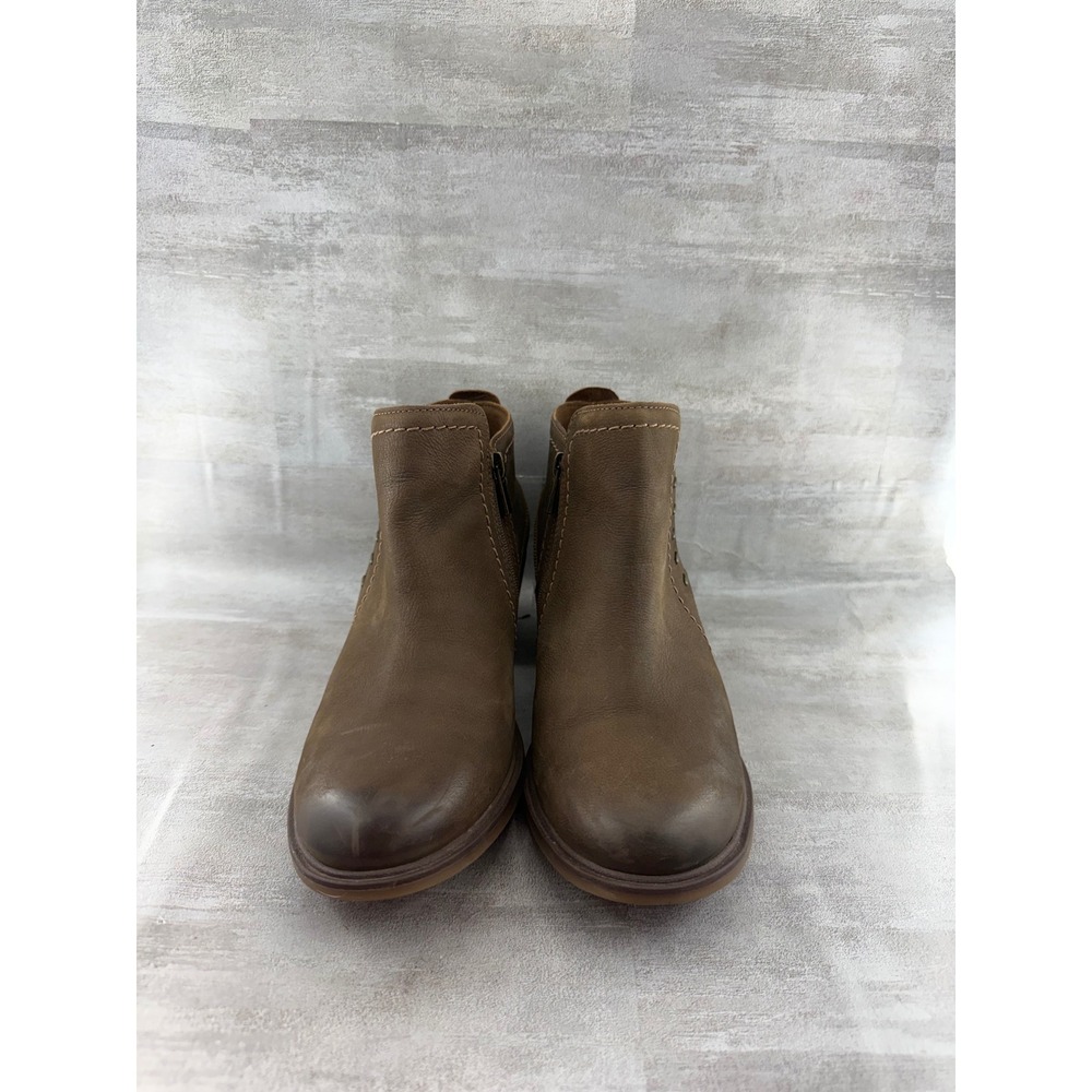 Clarks Women Brown Leather Ankle Boots Block Heel Side Zip 261752584065 Size 9M